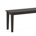 Elise Noir Black Acacia 120cm Dining Bench close up of wooden seat edge