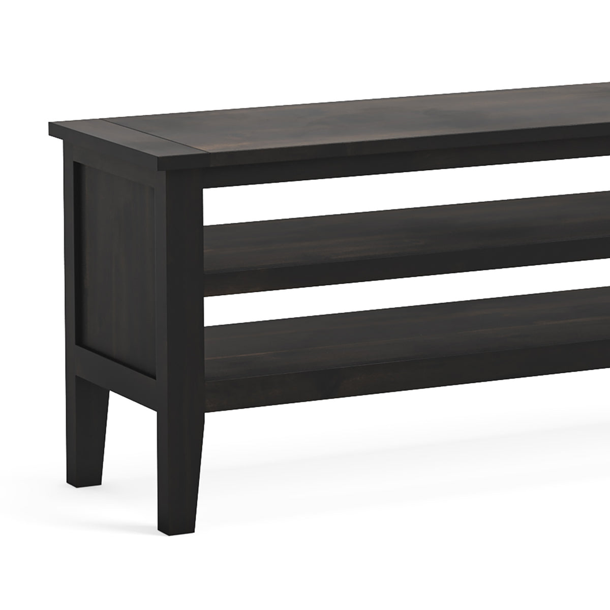 Elise Noir Black Acacia 120cm TV Unit close up of wooden table top