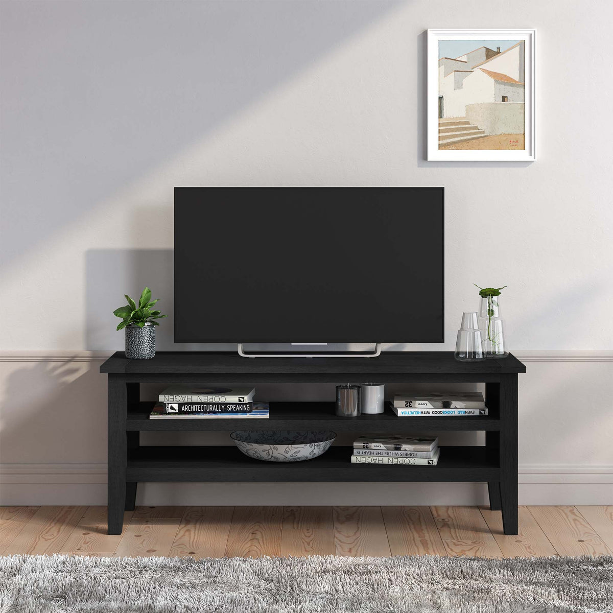 Elise Noir Black Acacia 120cm TV Unit Stand for living room