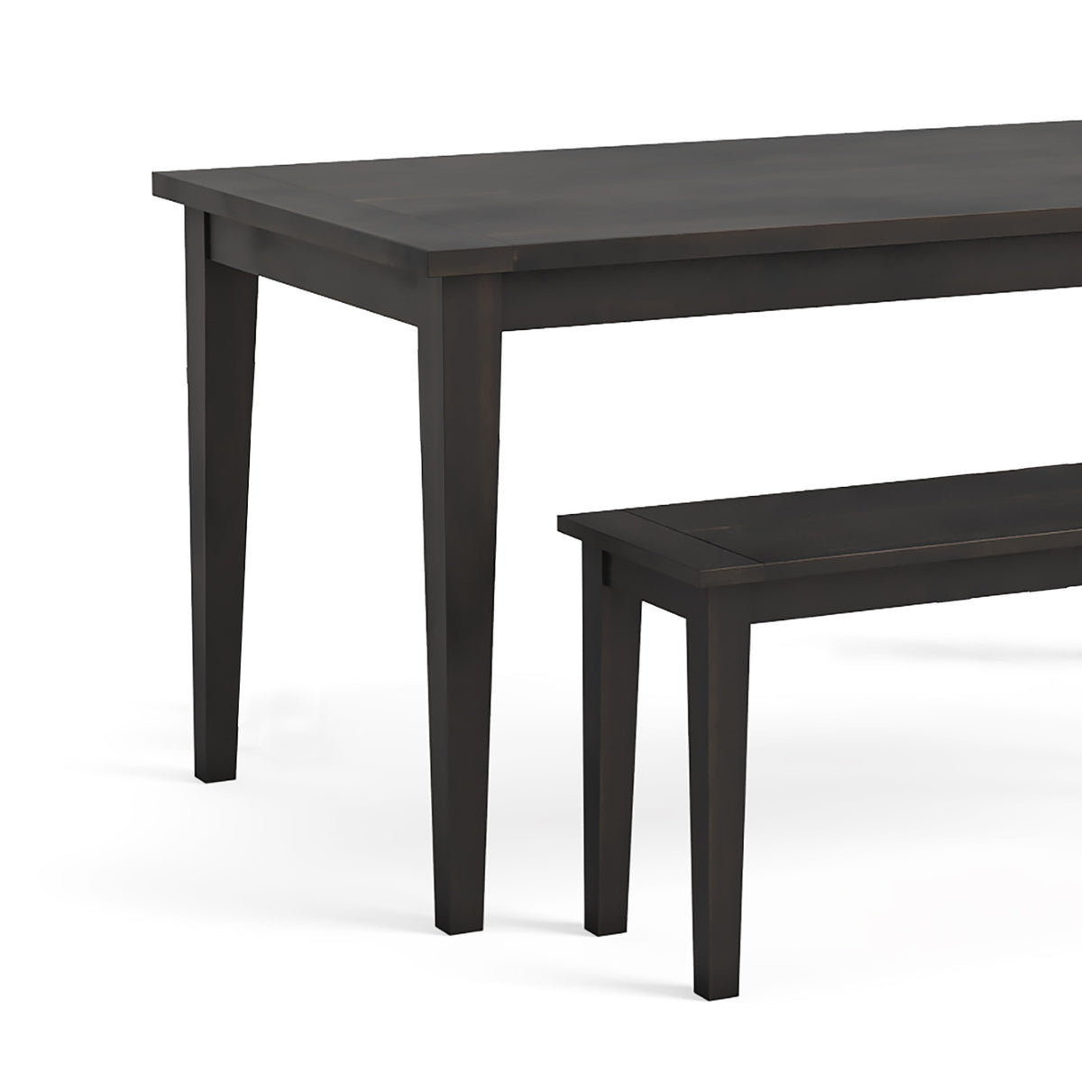 Elise Noir Black Acacia Dining Set with Benches close up of table top