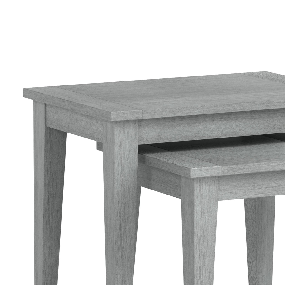 Elise Gris Grey Acacia Nest of Tables Set close up of wooden table top