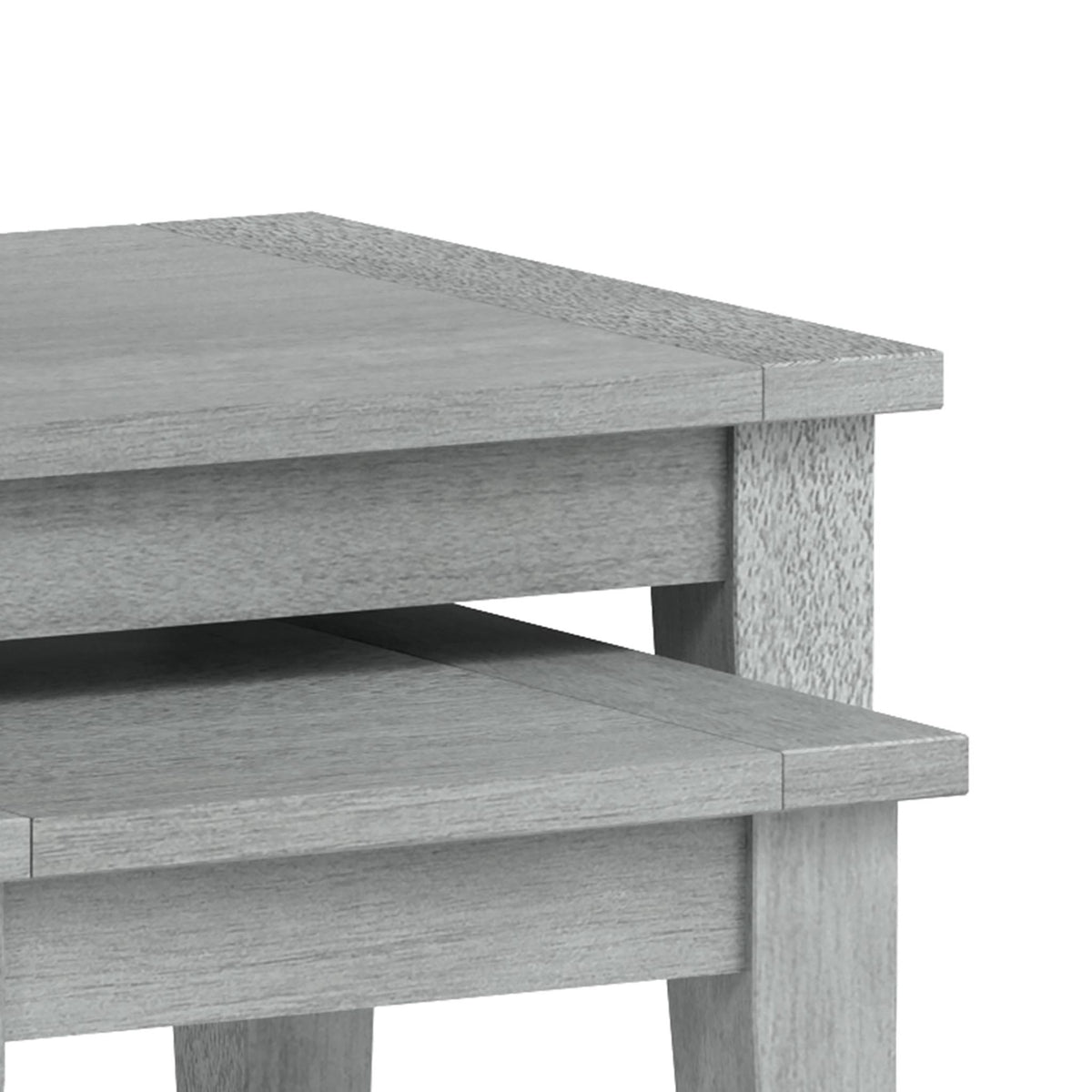 Elise Gris Grey Acacia Nest of Tables Set close up of table edge