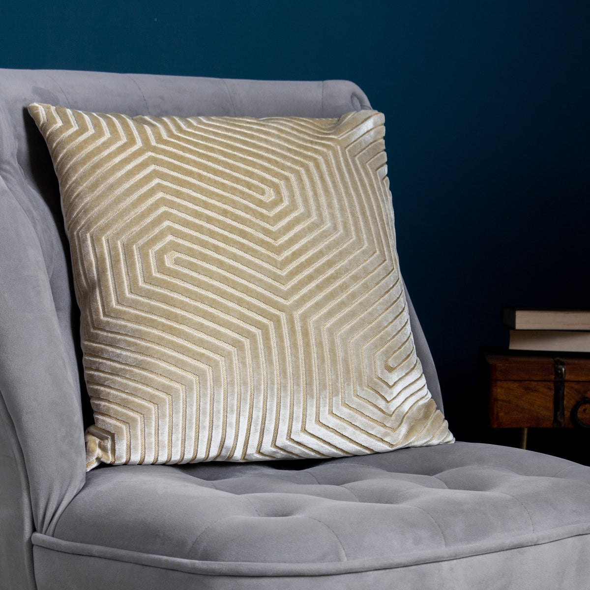 Evoke Geometric 45cm Polyester Velvet Cushion