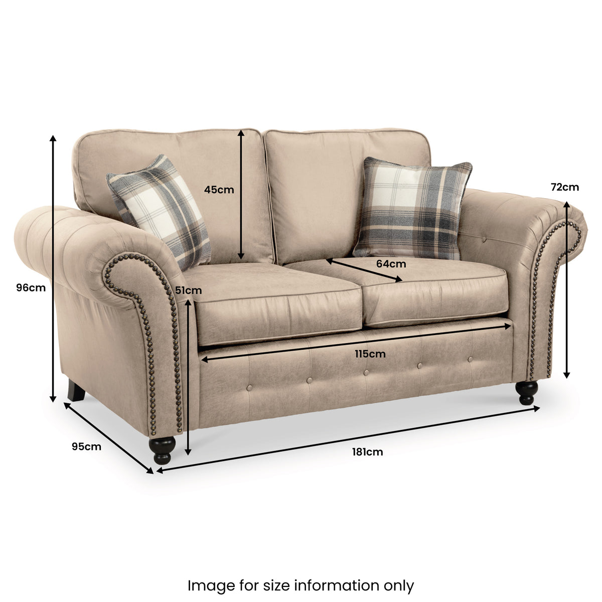 Edward Faux Leather 2 Seater Sofa dimensions