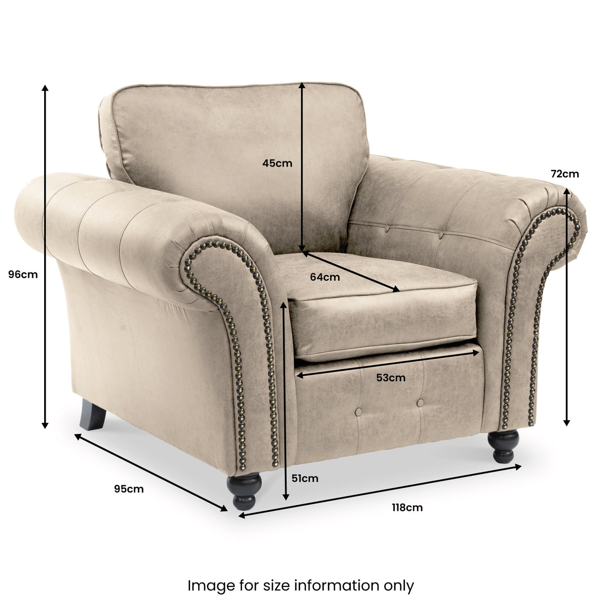 Edward Faux Leather Armchair dimensions