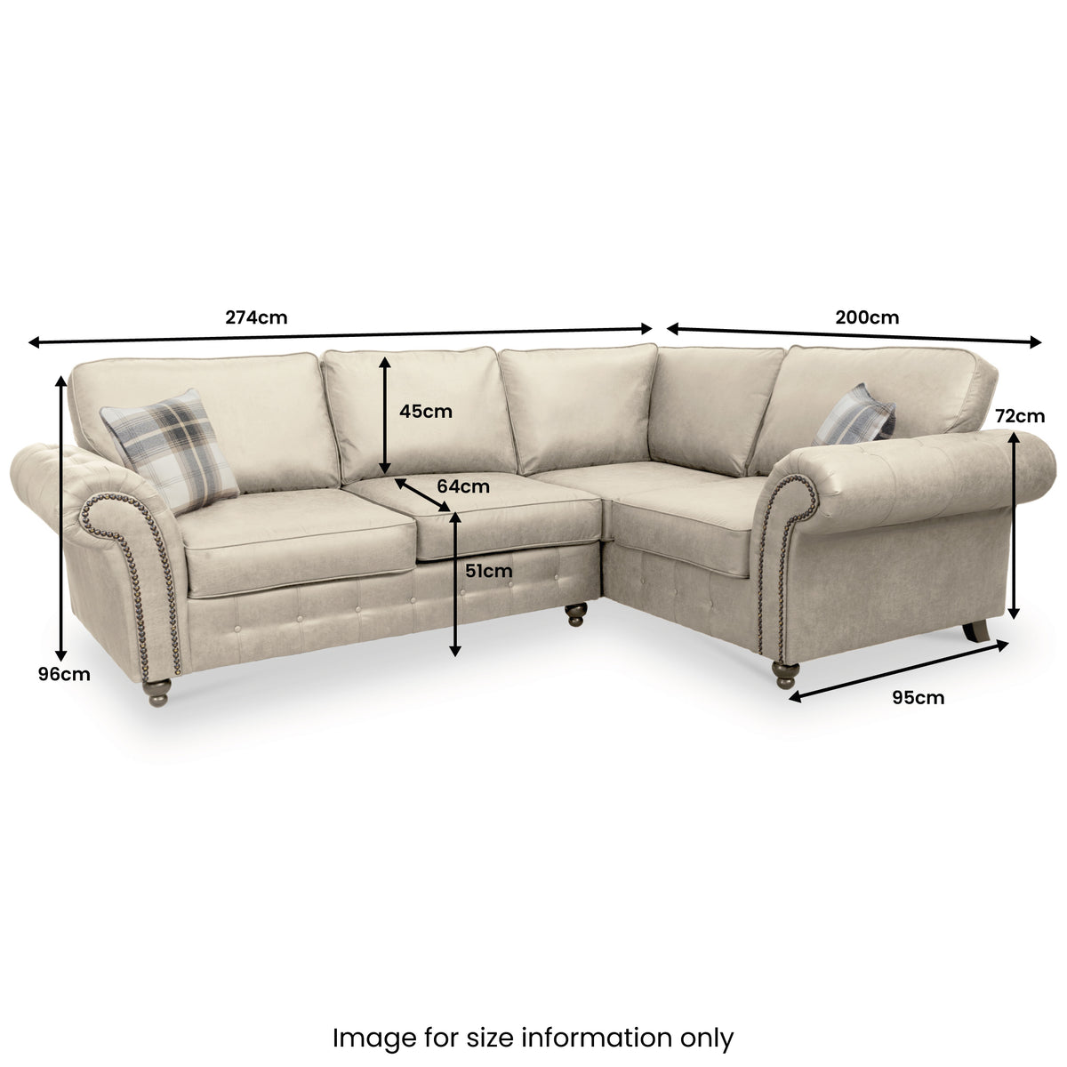 Edward Faux Leather Right Hand Corner Sofa dimensions
