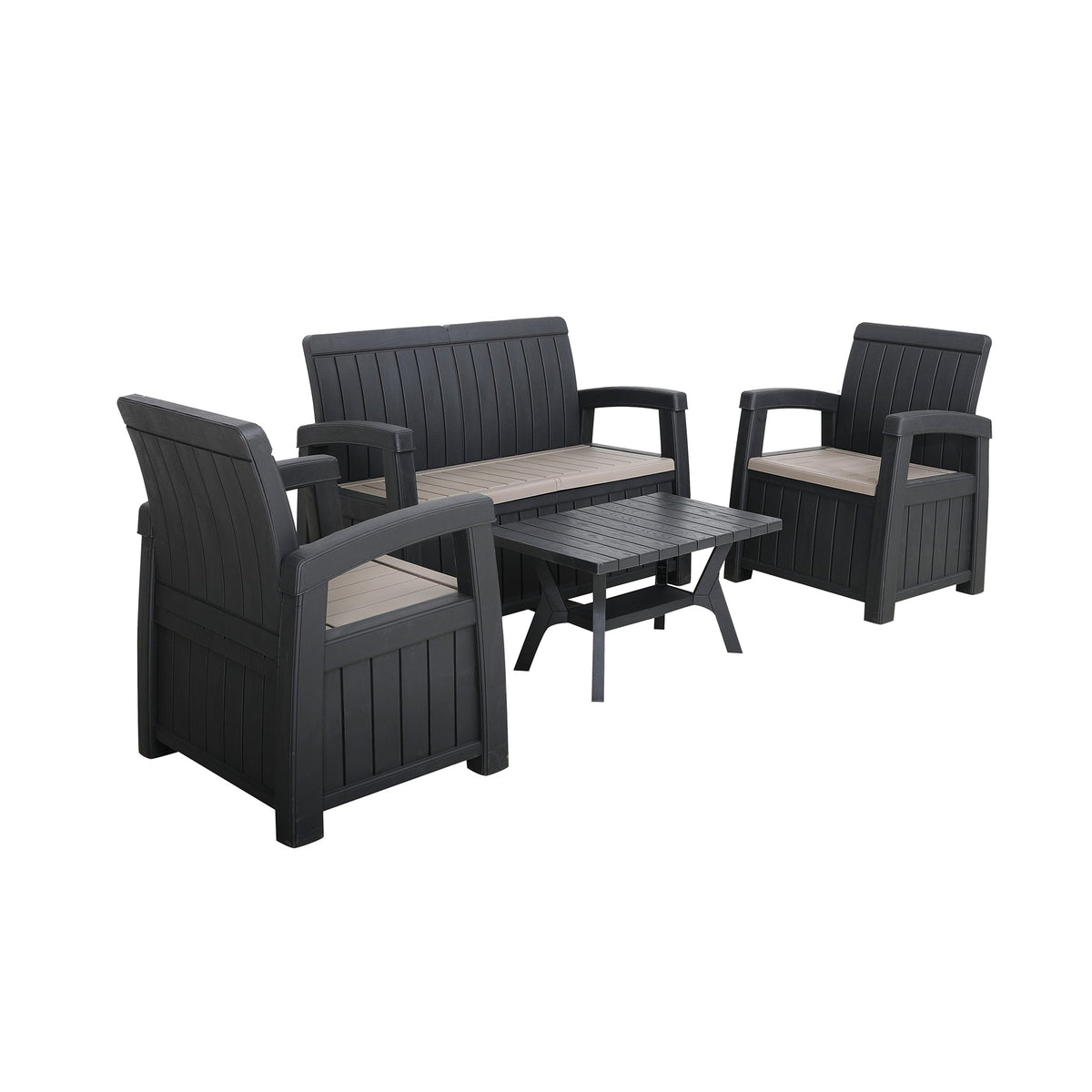 Faro Black 4 Seat Garden Lounge Set with coffee table