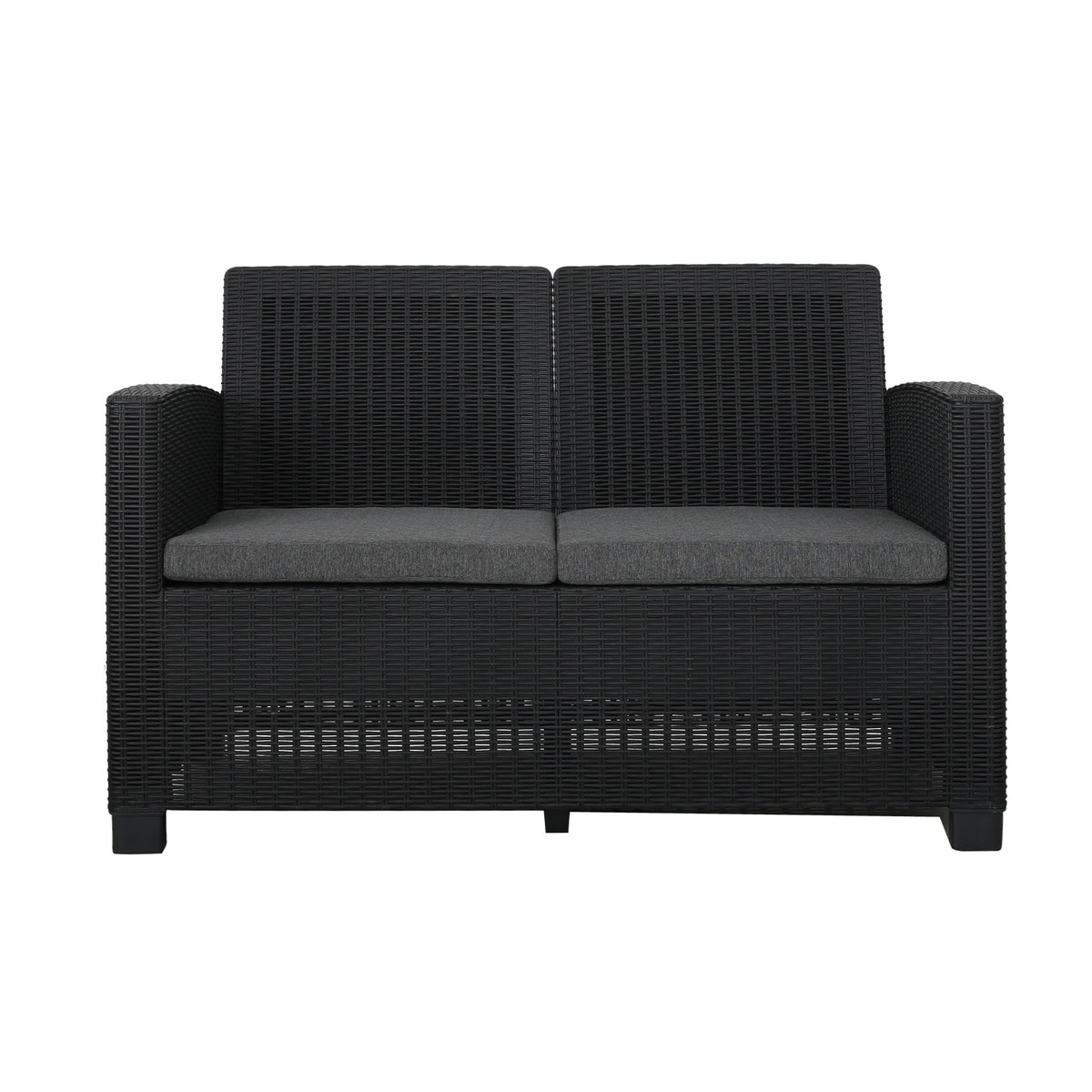 Faro Black 4 Seater storage lounge set 2 seater rattan sofa