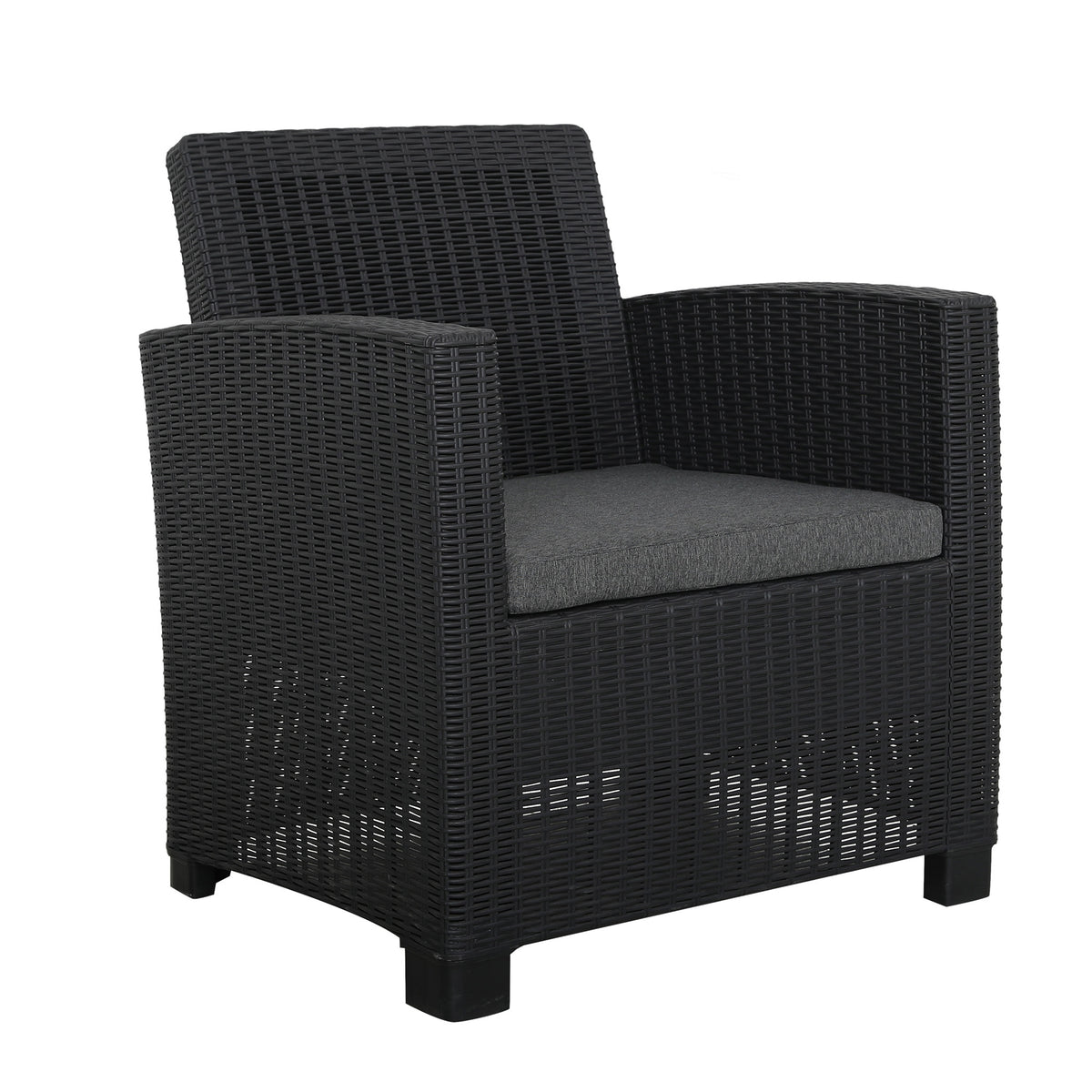 Faro Black 4 Seater storage lounge set armchair
