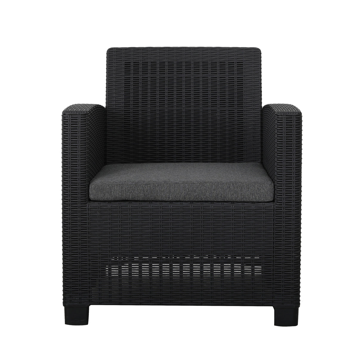 Faro Black 4 Seater storage lounge set rattan armchair