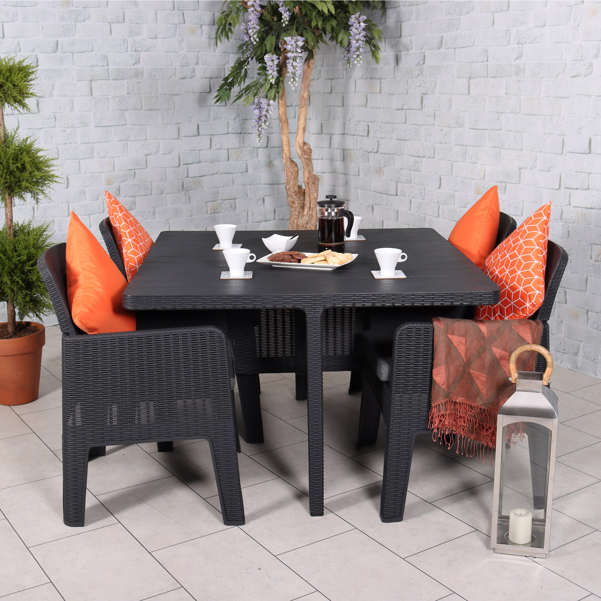 Faro 4 Seat Black Cube Garden Dining Set