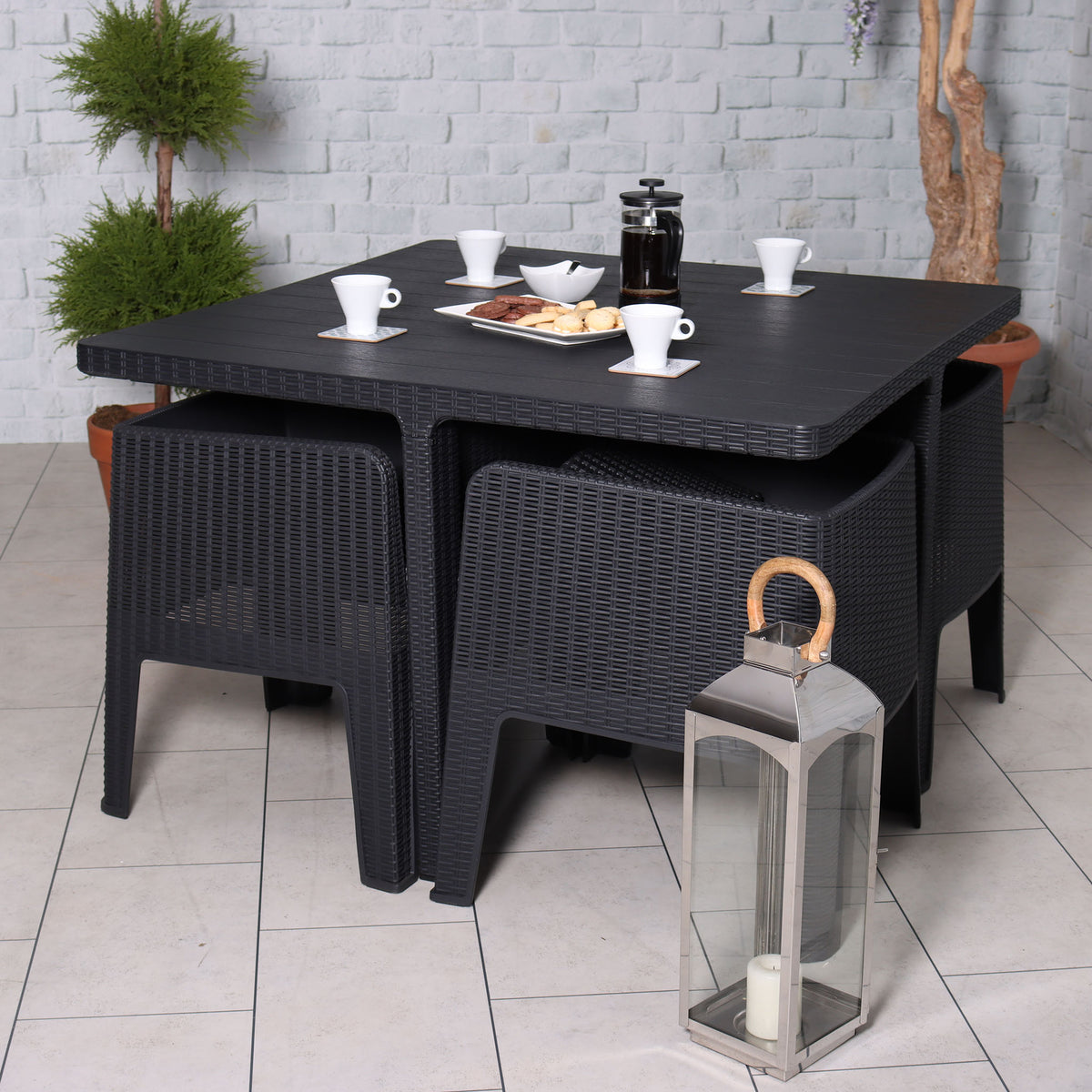 Faro 4 Seat Black Cube Outdoor Dining Set