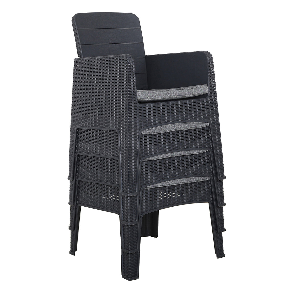 Faro 4 Seat Black Cube Dining Set Stackable Chairs
