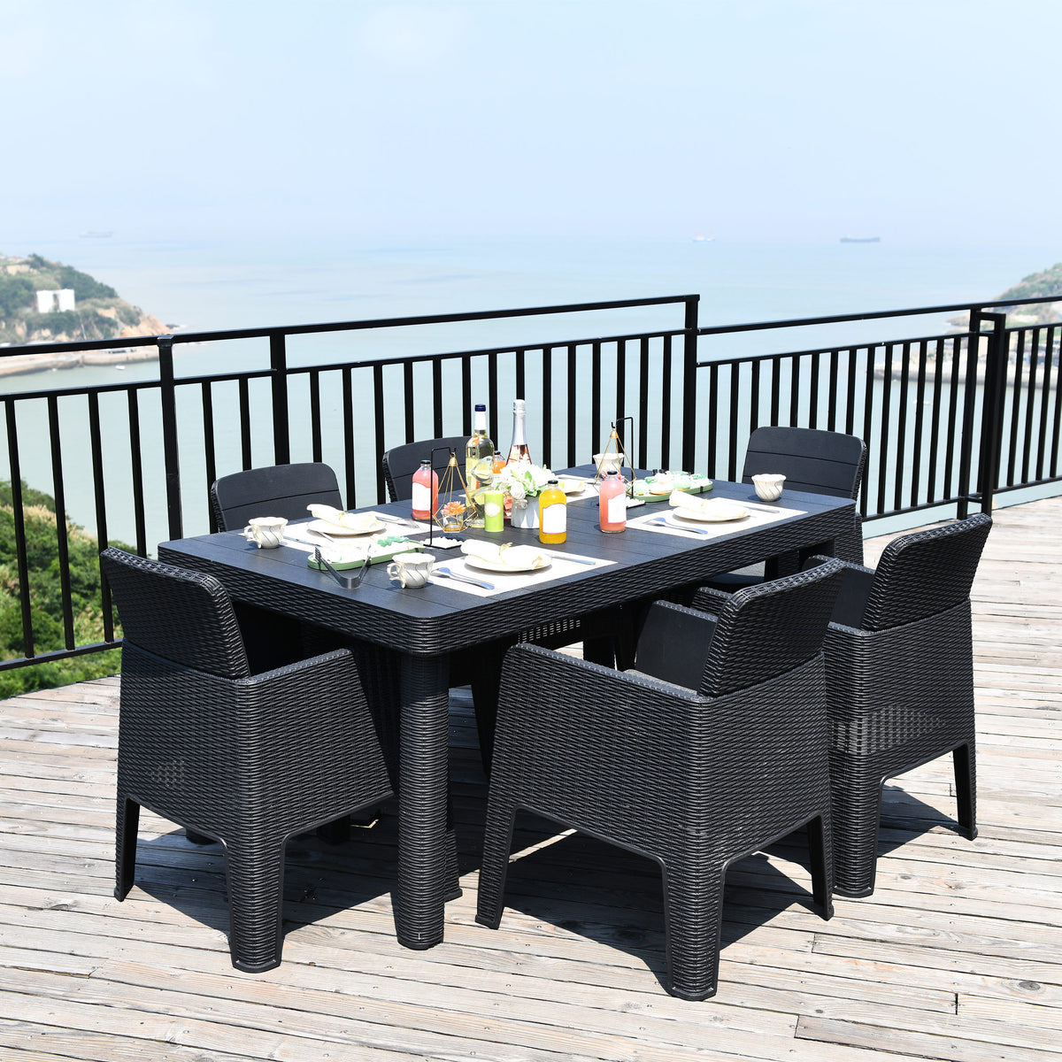 Faro 6 Seat Rectangle Garden Dining Set from Roseland Furniture