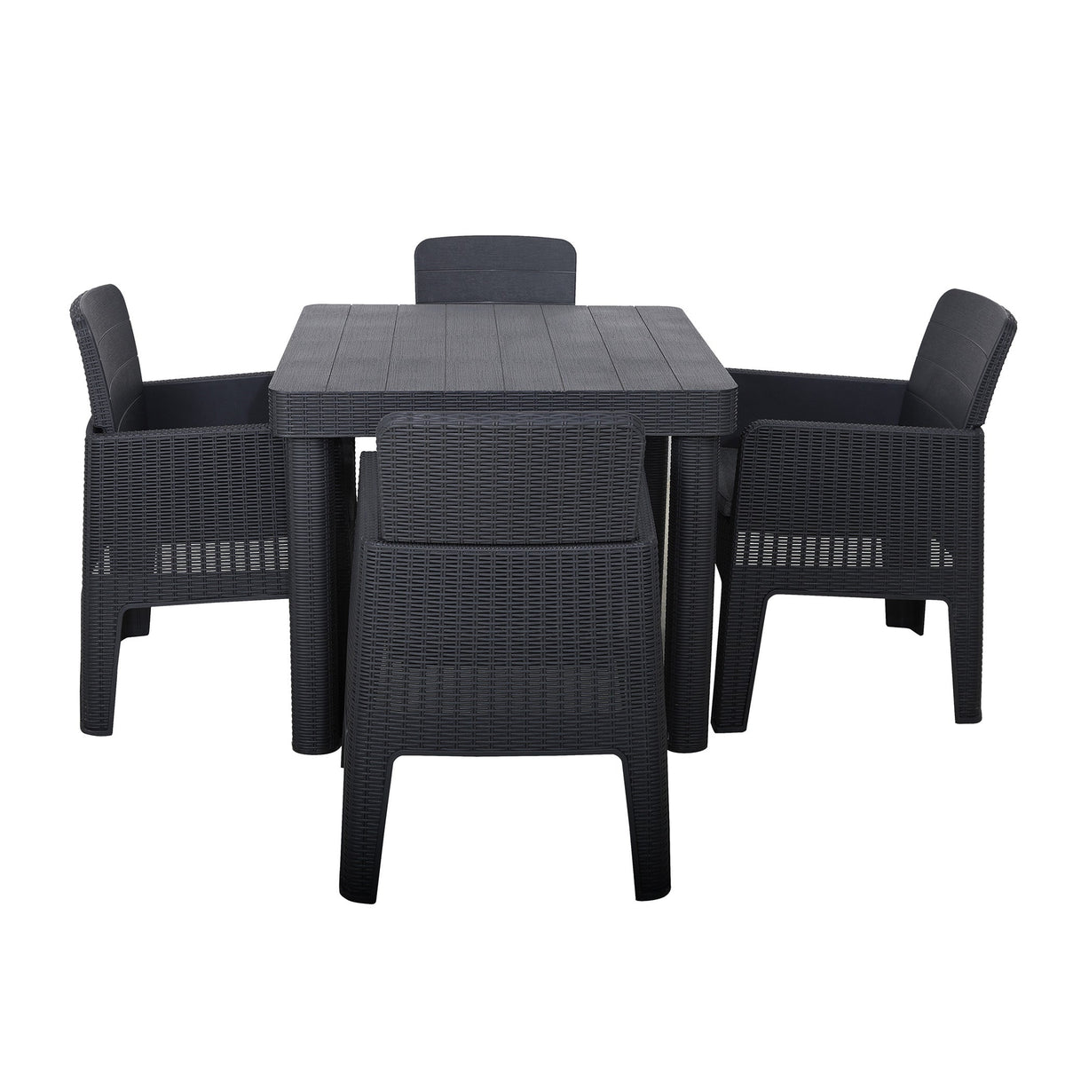Faro Black 4 Seat Square Garden Dining Set 