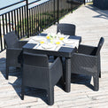 Faro Black 4 Seat Square Outdoor Dining Set 
