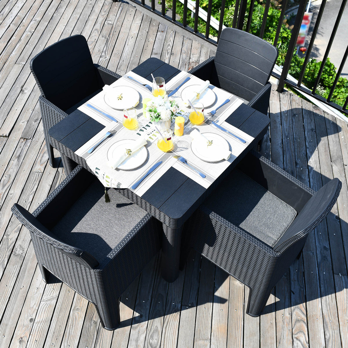 Faro Black 4 Seat Square Garden Dining Set  top view