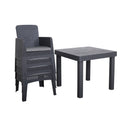 Faro Black 4 Seat Square Garden Dining Set with stacking chairs
