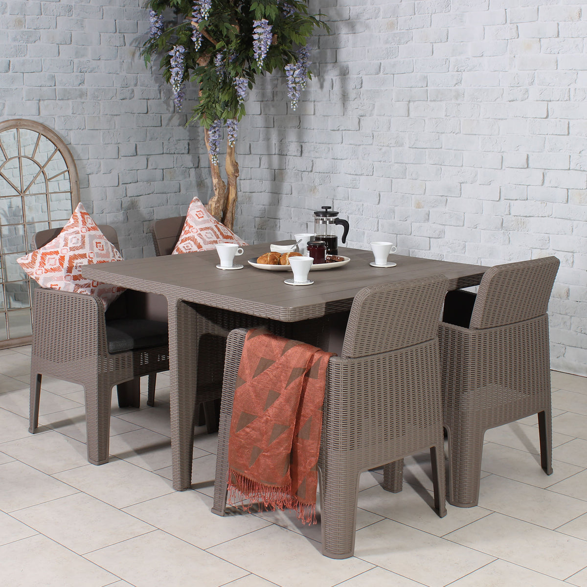 Faro 4 Seat Grey Taupe Patio Cube Dining Set