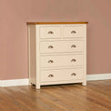 The Padstow Cream Solid Wood Chest of 5 Drawers from Roseland Furniture