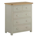The Padstow Grey Wooden Chest of 5 Drawers with Oak Top 