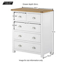 Padstow White 2 Over 3 Chest of Drawers - Size Guide