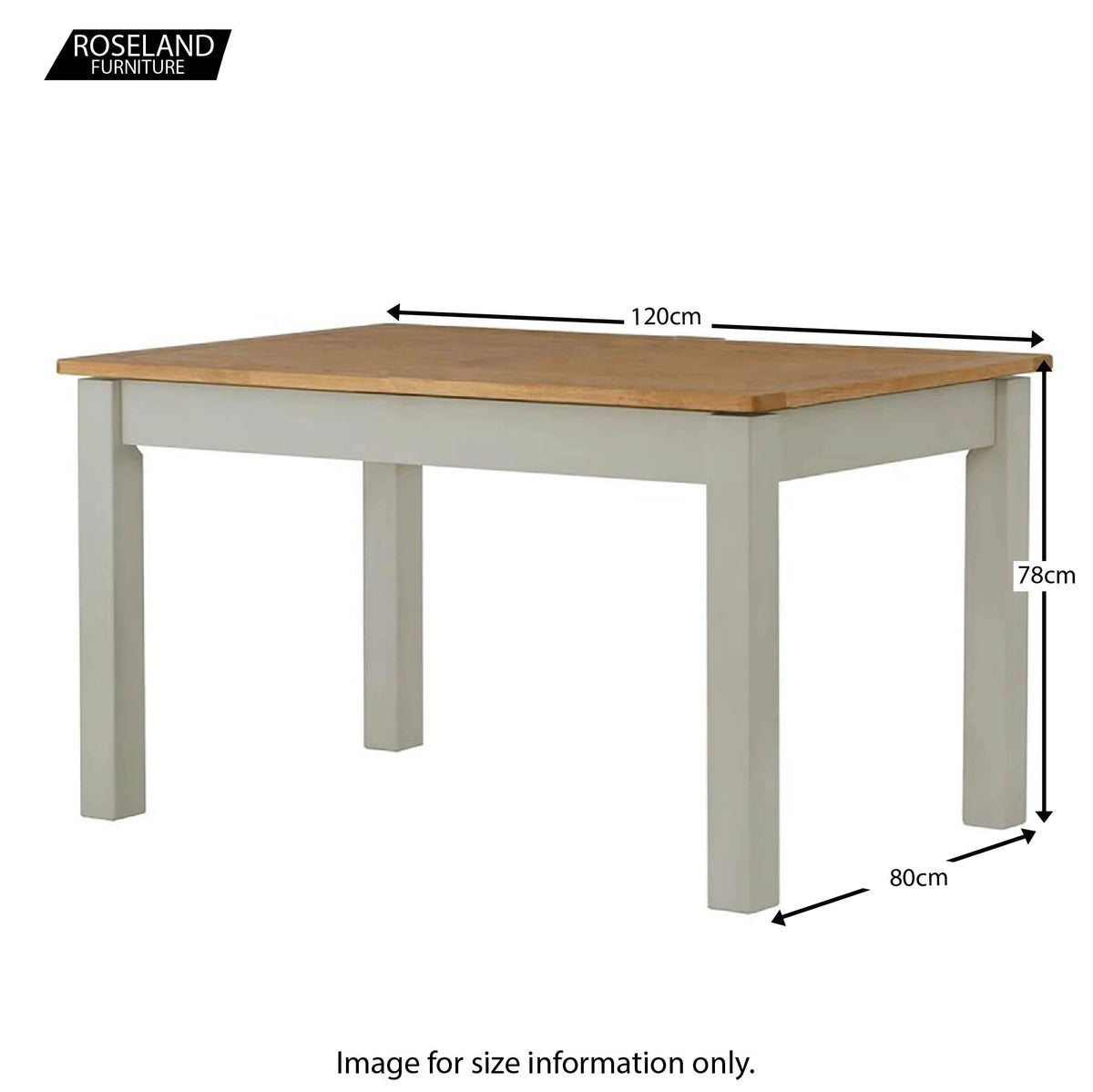 Padstow Grey 120cm Dining Table - Size Guide