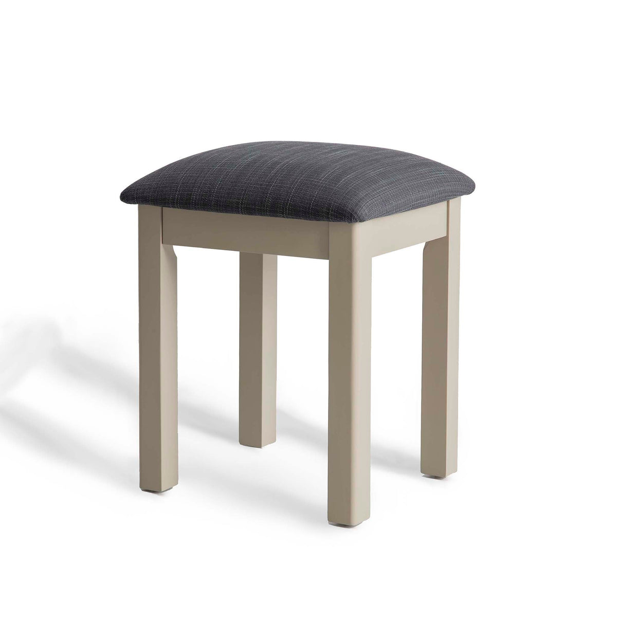 The Padstow Stone Grey Dressing Table Stool  - Side view