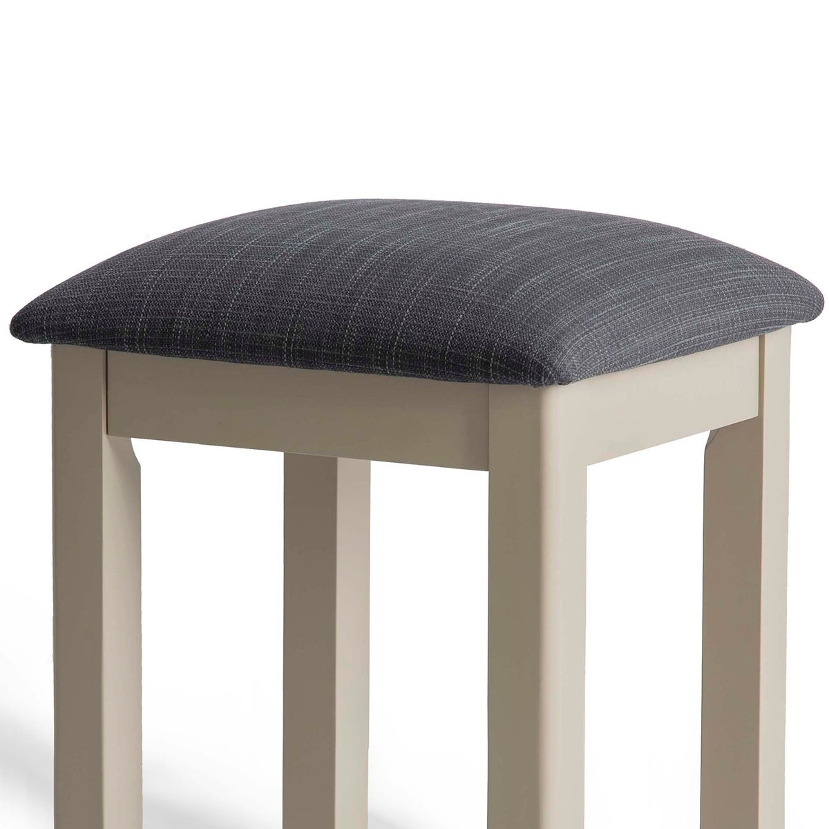 The Padstow Stone Grey Dressing Table Stool  - Close up of Seat