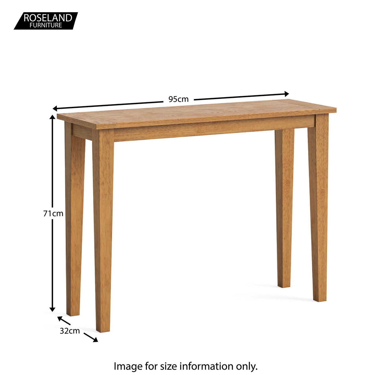 Fran Oak Hallway Console Table dimensions guide