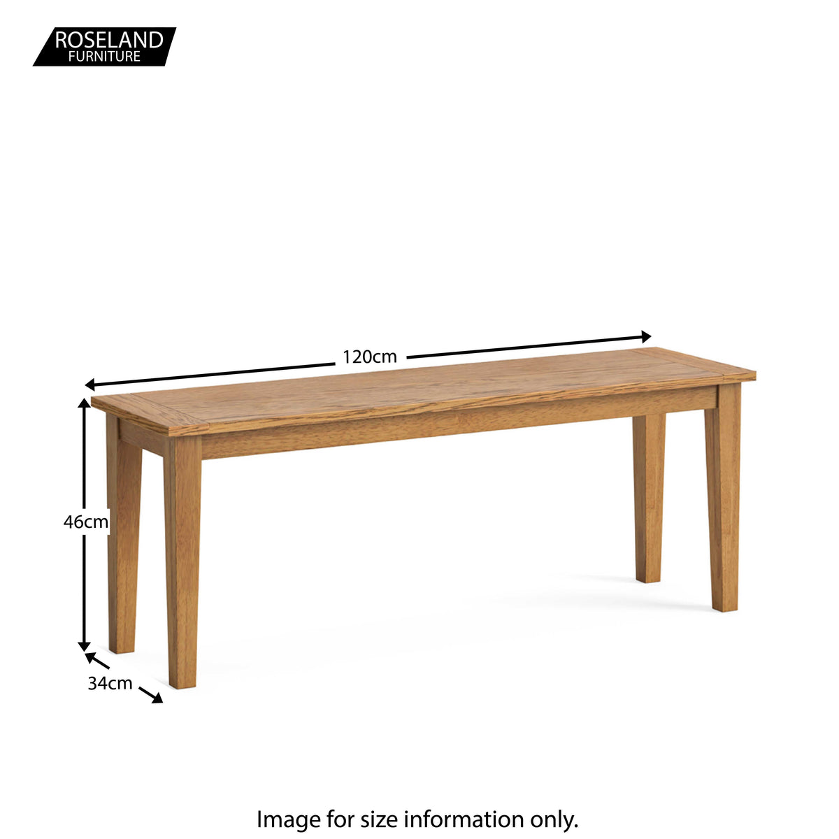 Fran Oak Dining Bench Dimensions