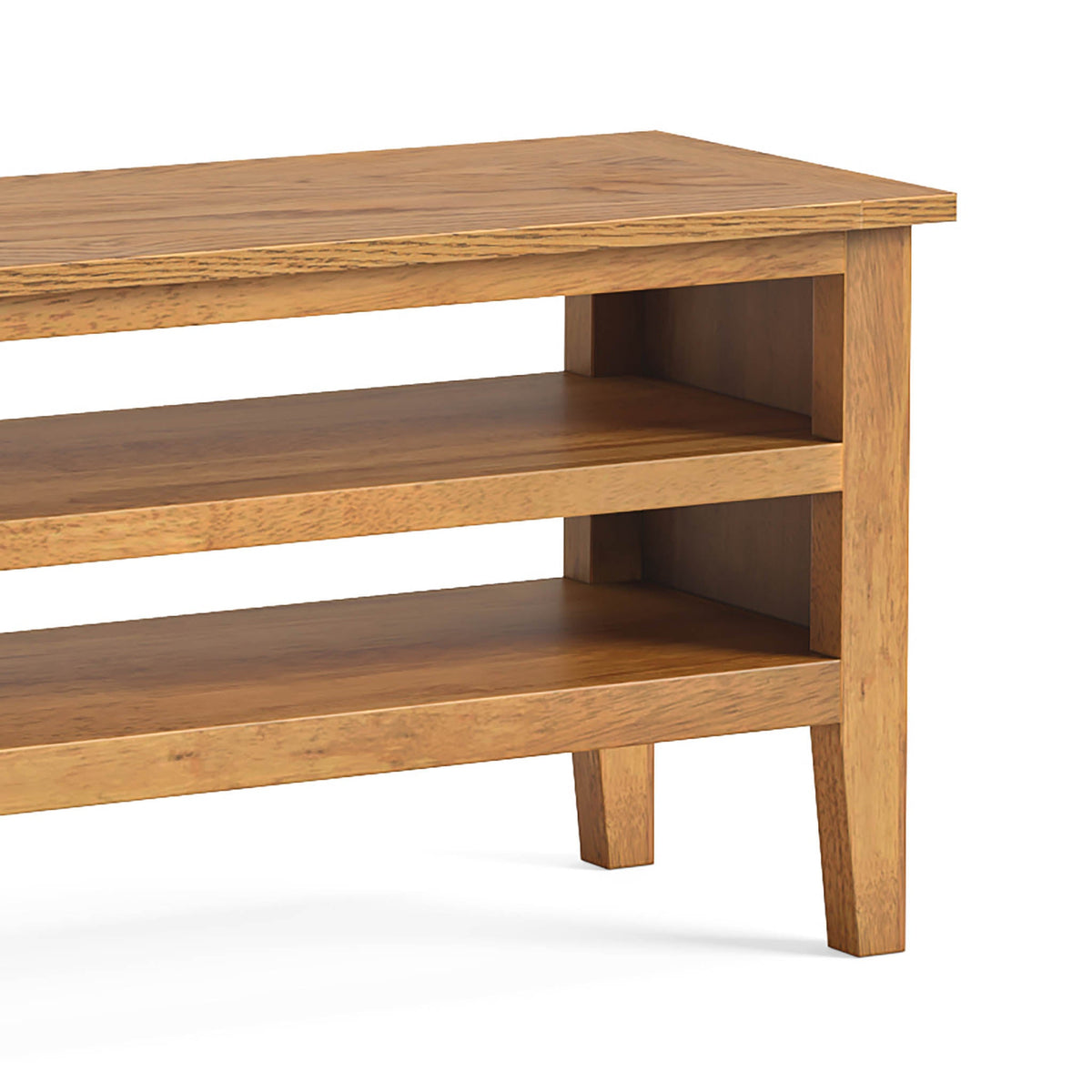 Fran Oak Small TV Unit shelving close up