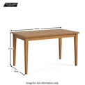 Fran Oak 120cm Dining Table dimensions