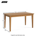 Fran Oak 150cm Dining Table Dimensions