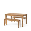 Fran Oak 1.2m Dining Table Set with 2 Wooden Dining Benches