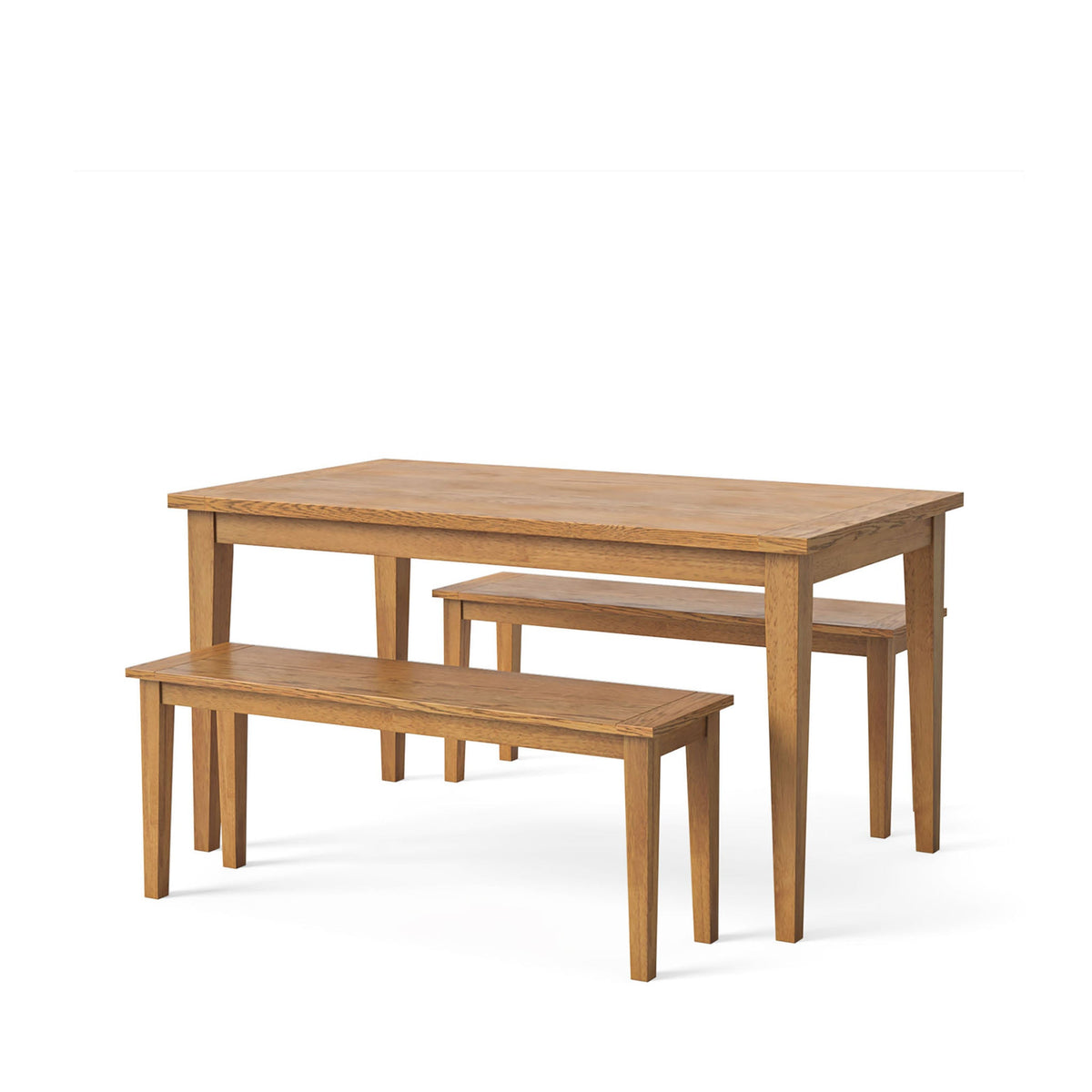 Fran Oak 1.2m Dining Table Set with 2 Wooden Dining Benches