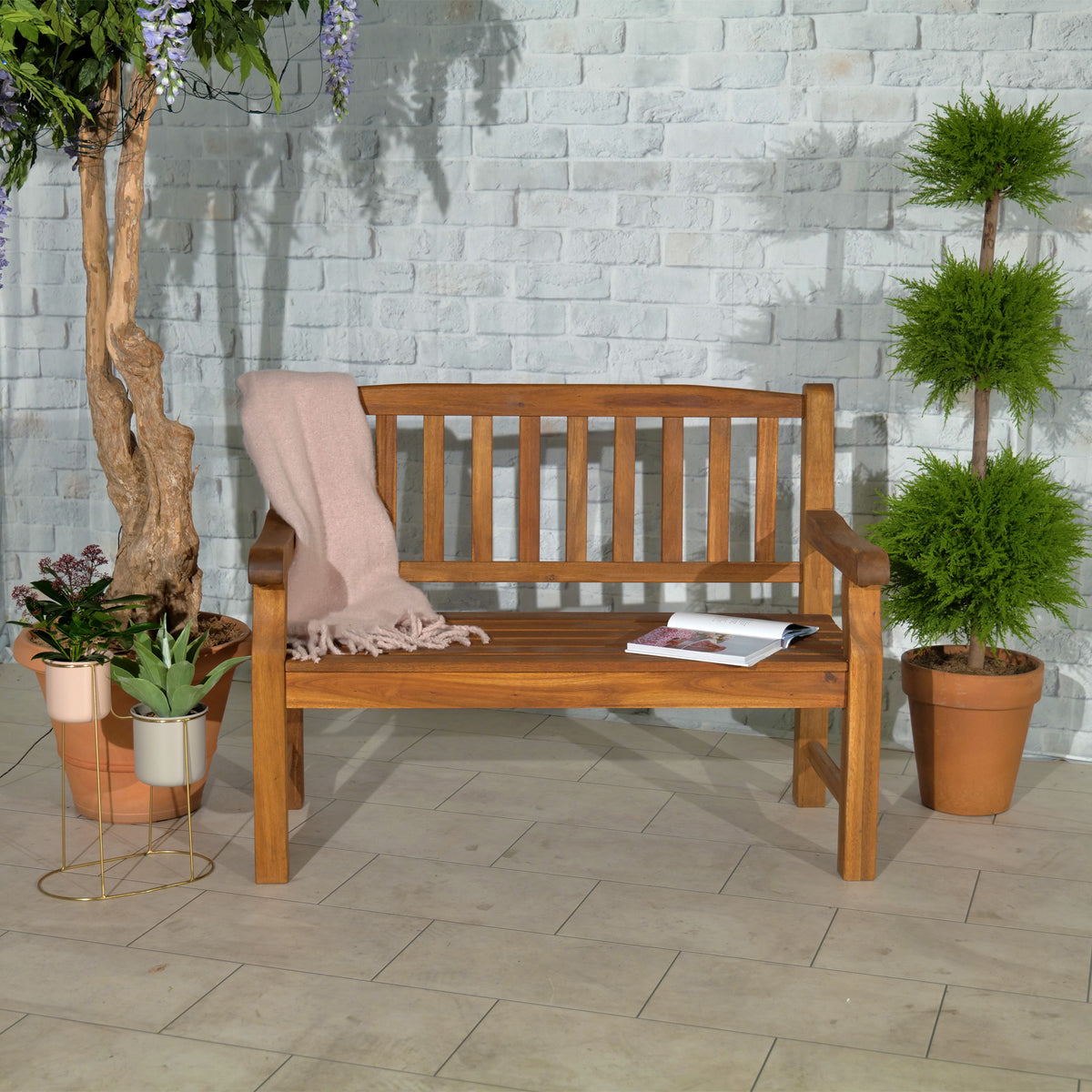 Turnbury FSC Acacia Wooden 2 Seater Bench for Garden
