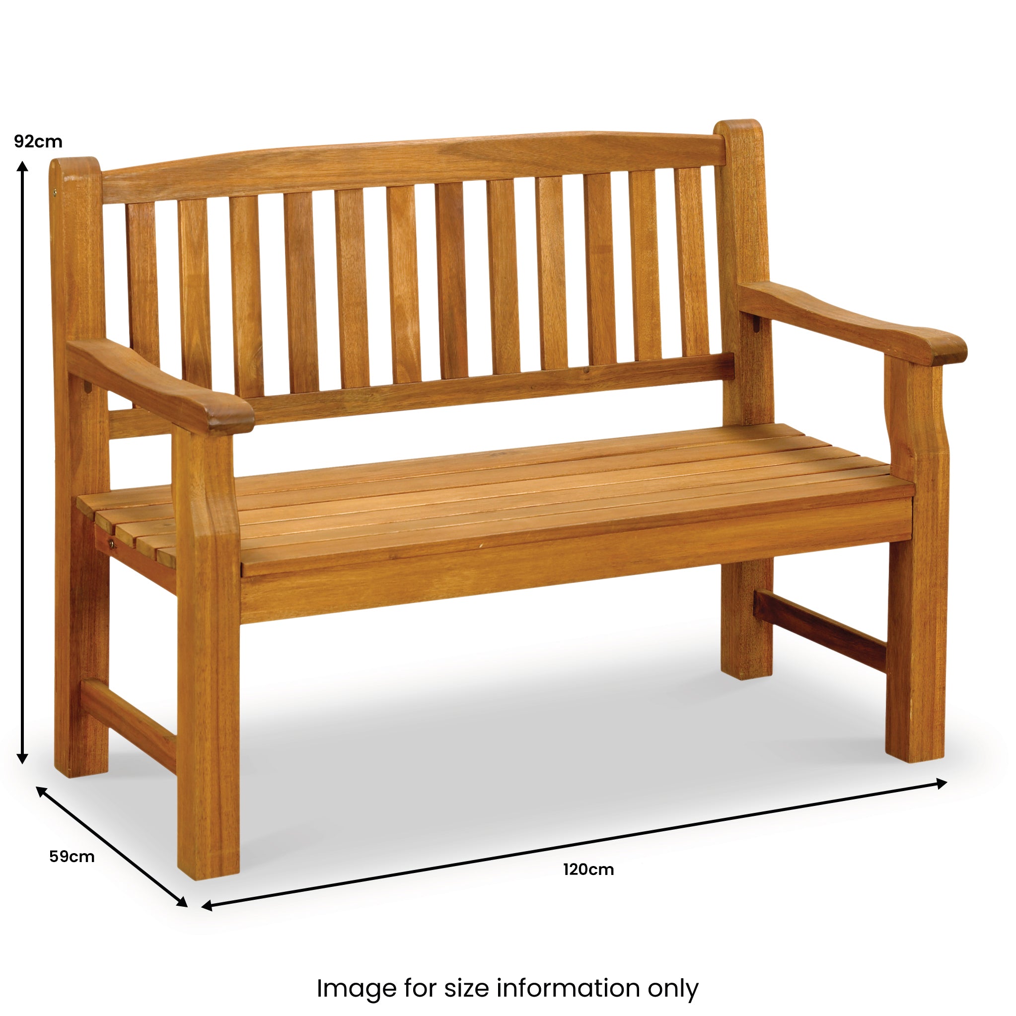 Wooden on sale bench size
