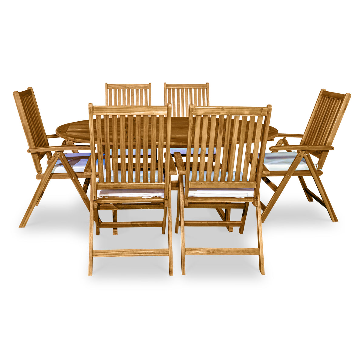 Turnbury FSC Acacia 6 Seat Recliner Extending Outdoor Dining Set from Roseland Furniture