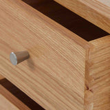 close up of the dovetail drawer on the Side view of the Falmouth Oak Large TV Unit with 4 Drawers