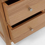 Close up of the drawers on the Side view of the Falmouth Oak Large TV Unit with 4 Drawers