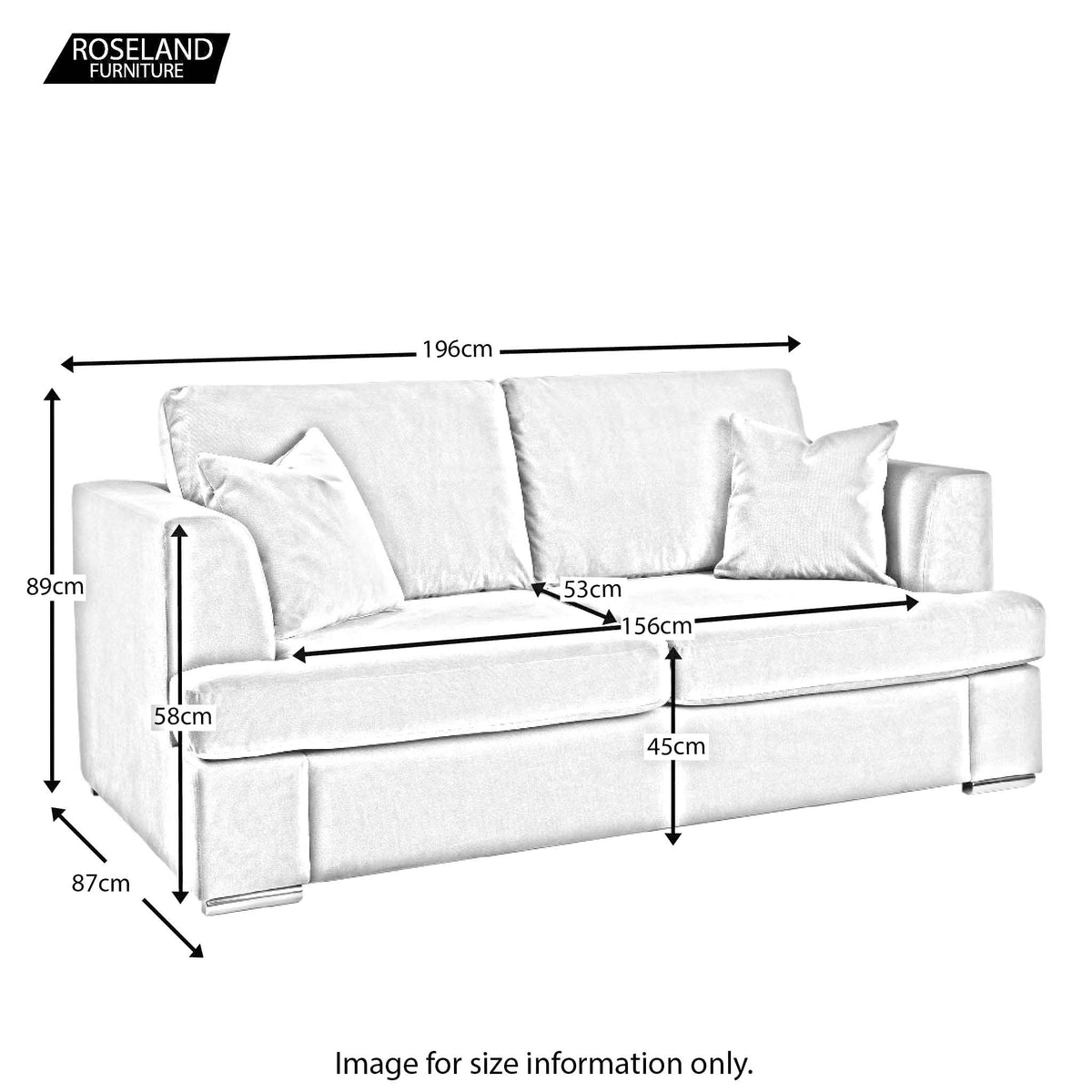 Felice 3 Seater Sofa - Size Guide