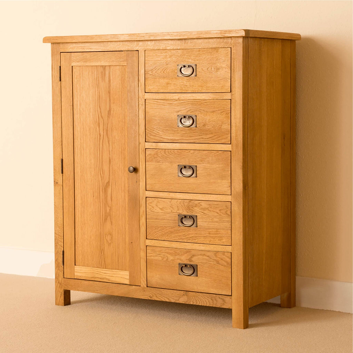 Lanner Oak Combination Wardrobe by Roseland Furniture