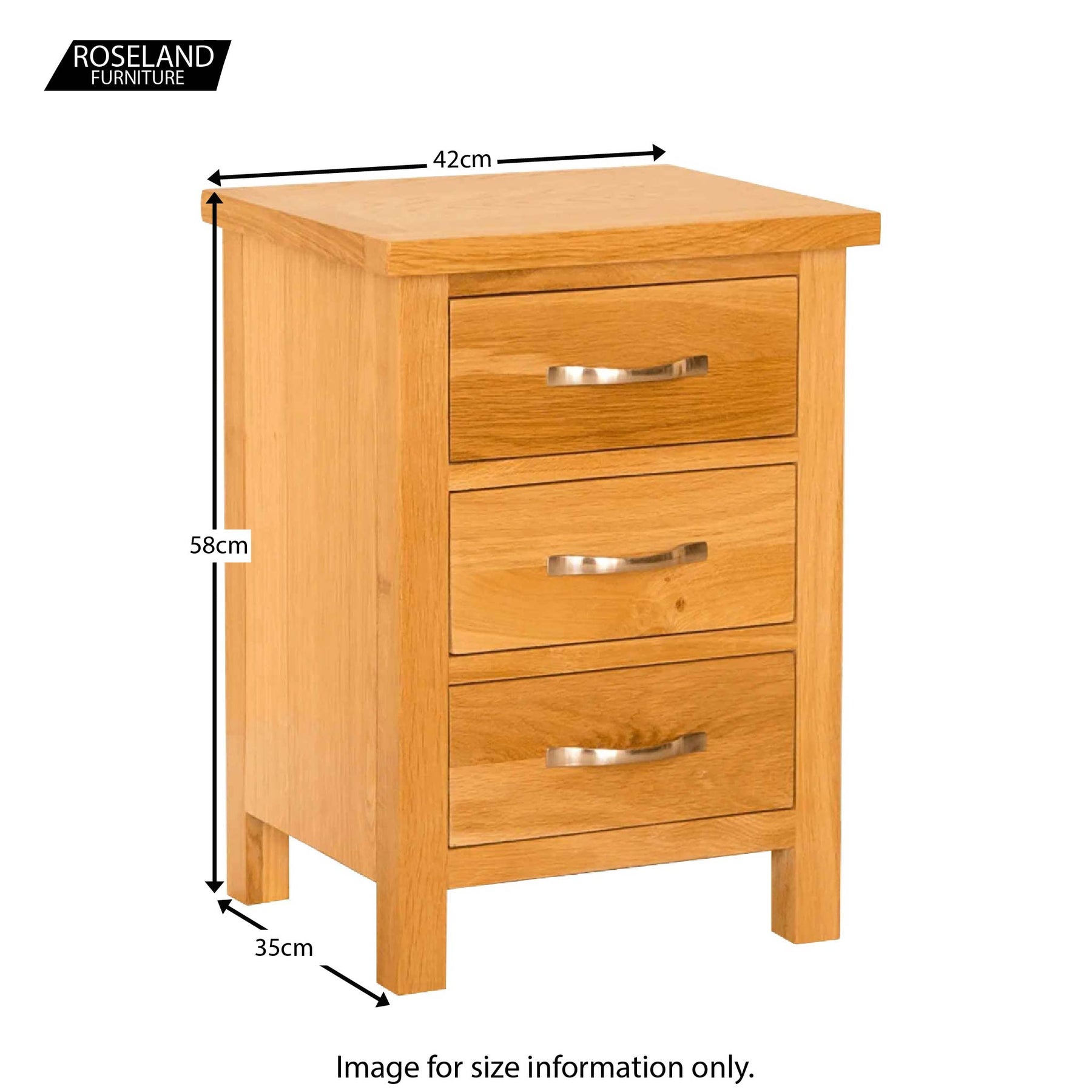 Newlyn Oak Bedside Table - Size Guide