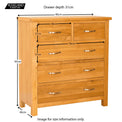 Newlyn Oak 2 over 3 Drawer Chest of Drawers - Size Guide