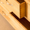 Open drawer of Newlyn Oak 3 over 4 Drawer Chest