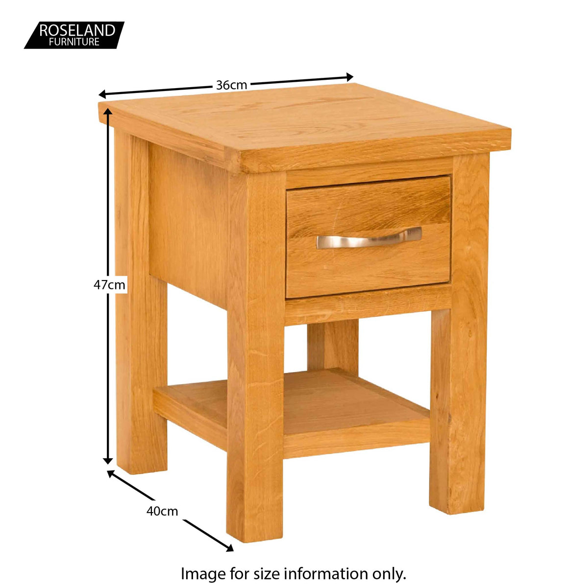 Newlyn Oak Lamp Table - Size Guide