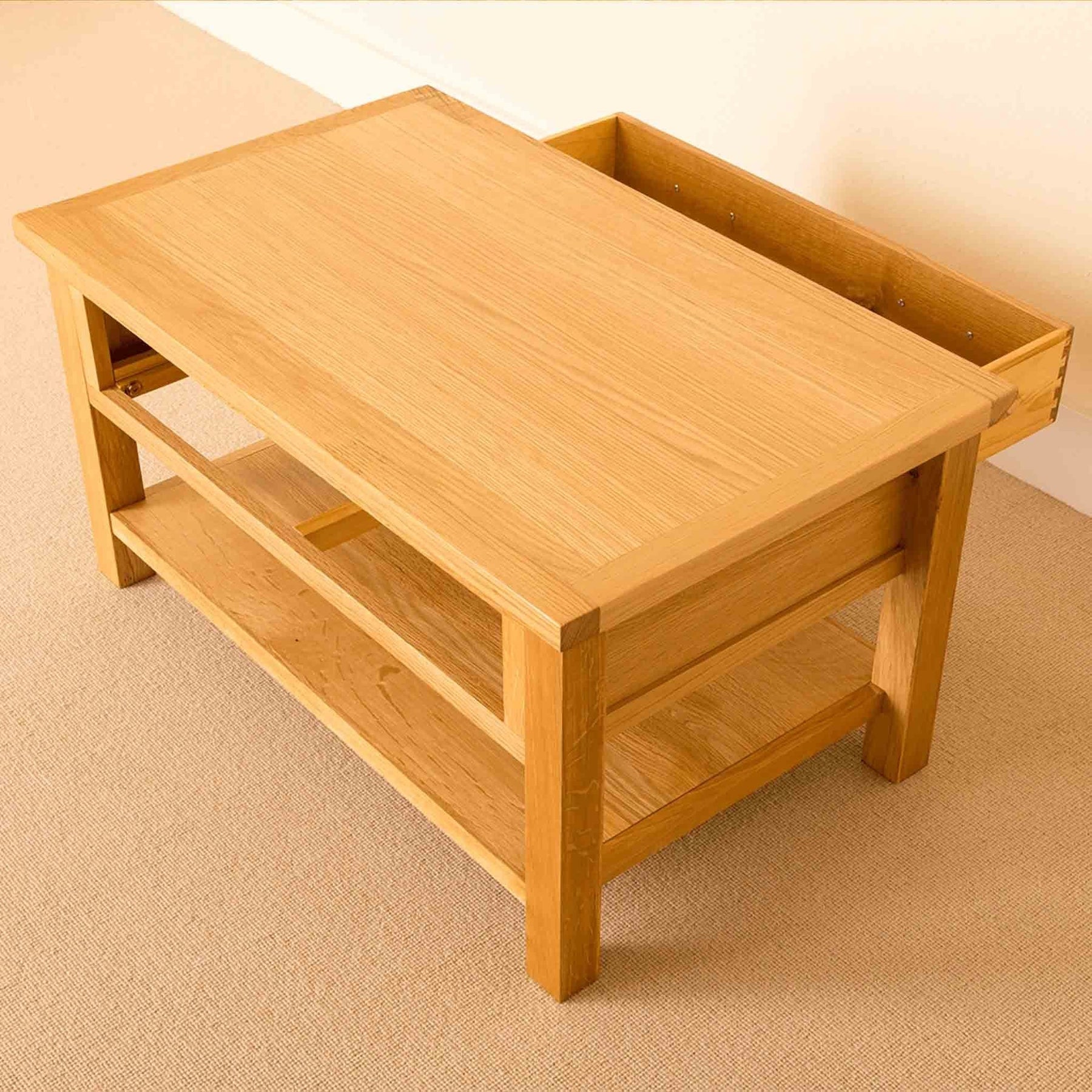 Drawer open - Newlyn Oak Coffee Table