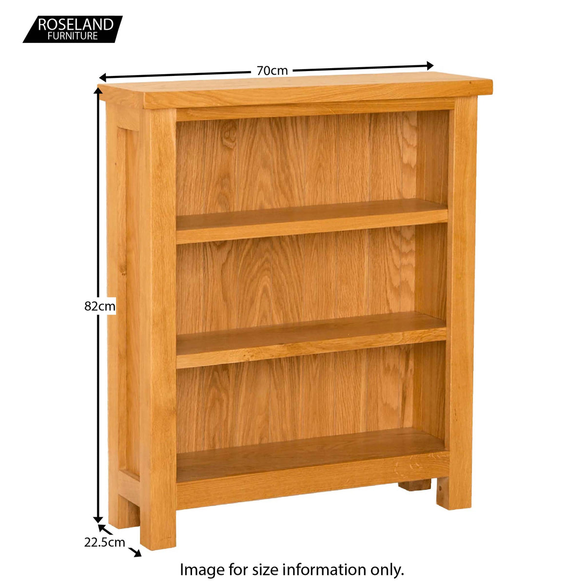 Newlyn Oak Small Bookcase - Size Guide