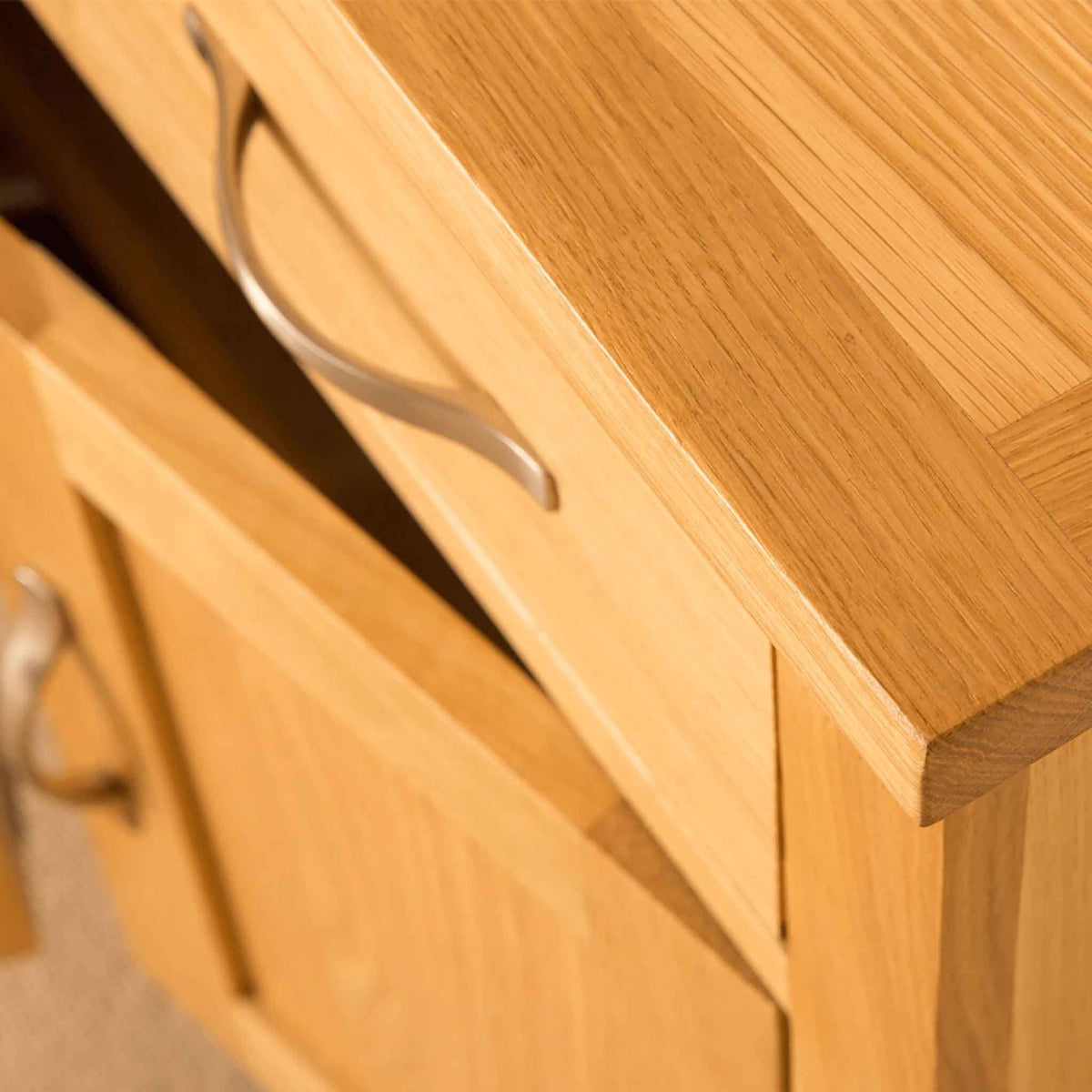 Top corner of Newlyn Oak Mini Sideboard